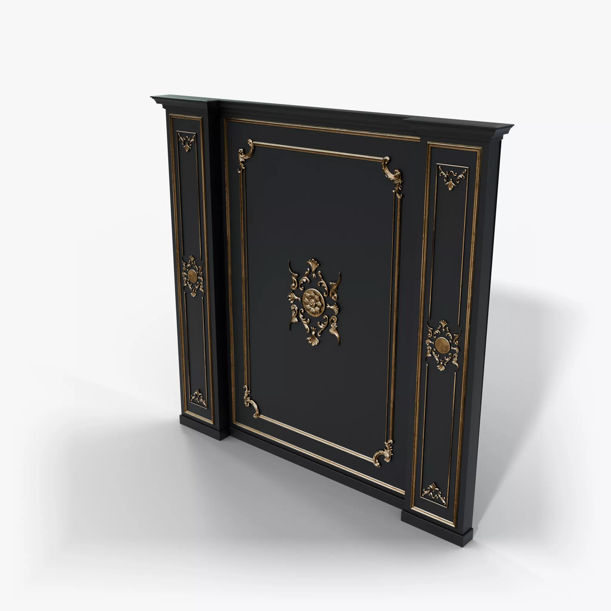 Palace Back Wall Panel - Black and Gold Boiserie 3D model
