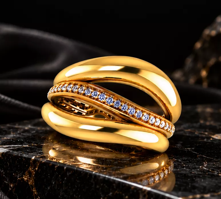 3D model of a two-tone Cuban chain ring 3D print model
