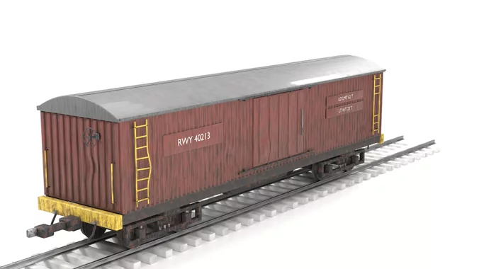 Weathered Boxcar Covered Freight Wagon