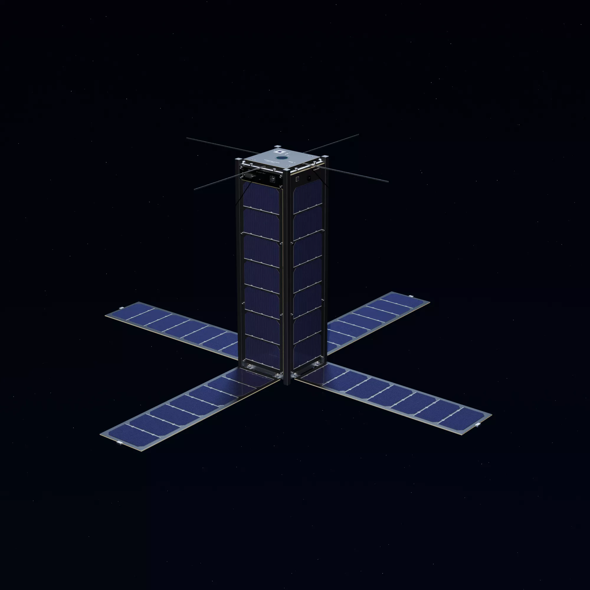 3U CubeSat with Deployable Solar Panels - Rigged and Animated 3D model