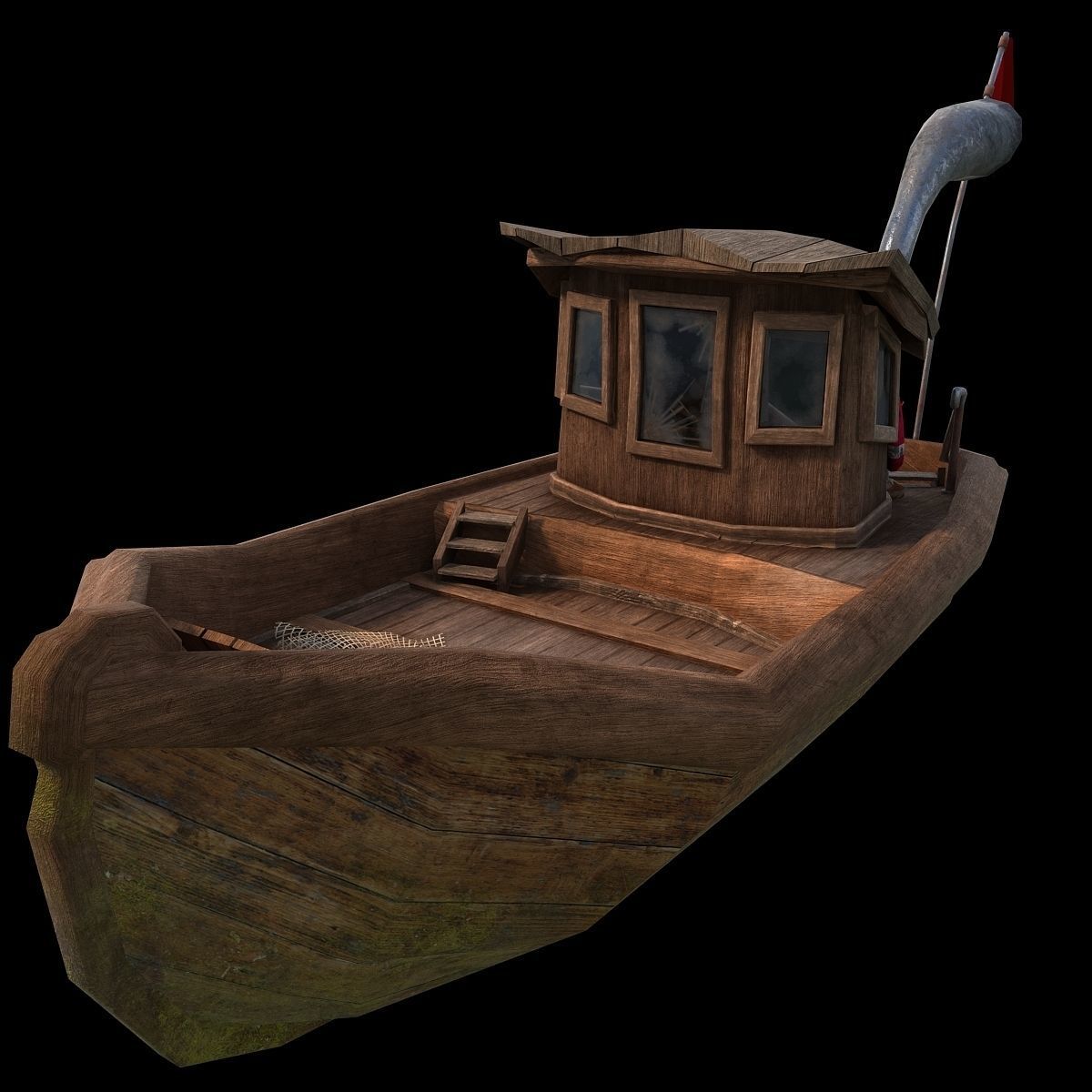 Cartoon boat Low-poly 3D model_2