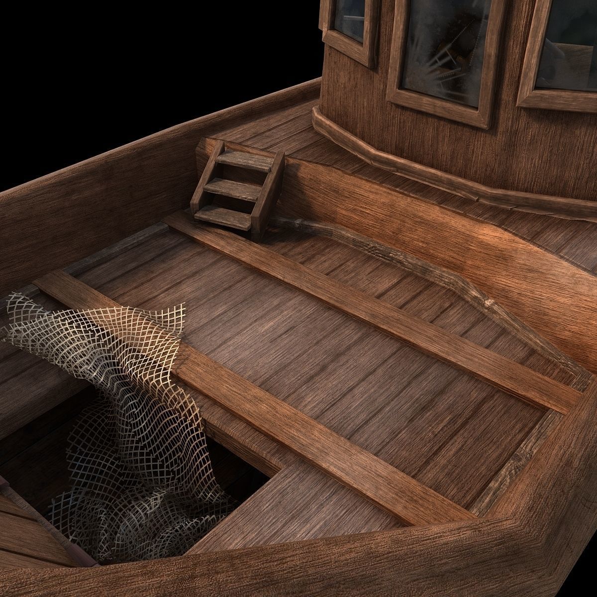 Cartoon boat Low-poly 3D model_4