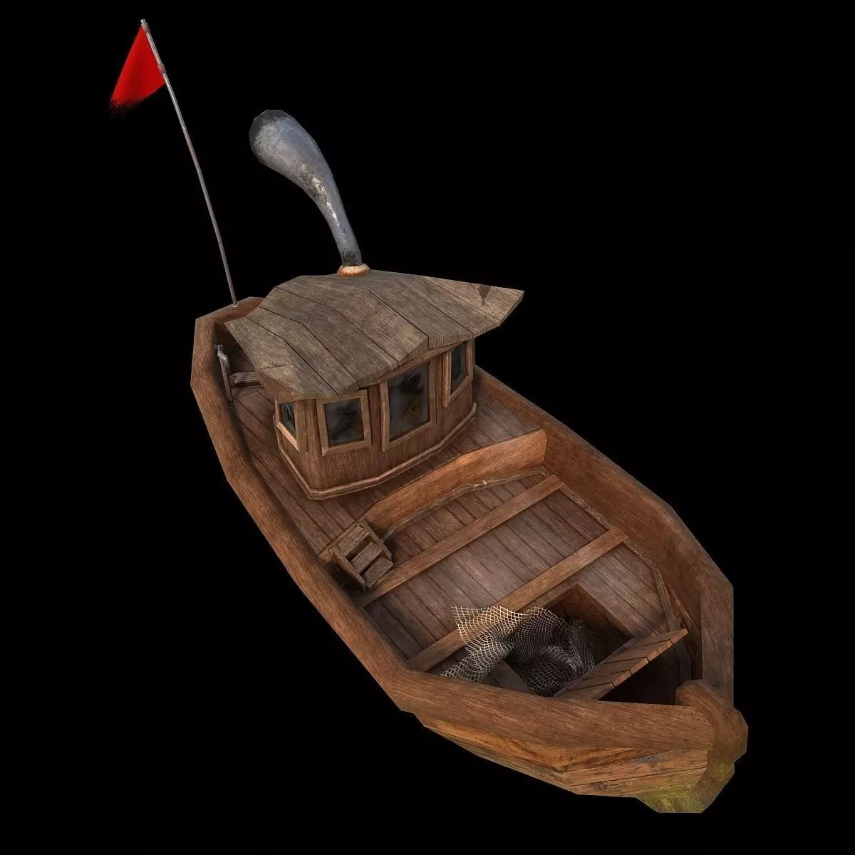 Cartoon boat Low-poly 3D model_0
