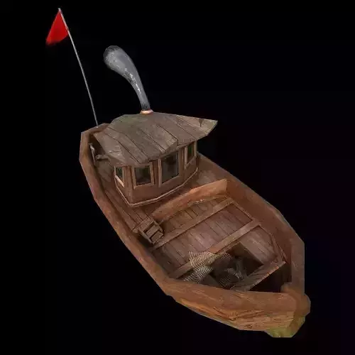 Cartoon boat Low-poly 3D model