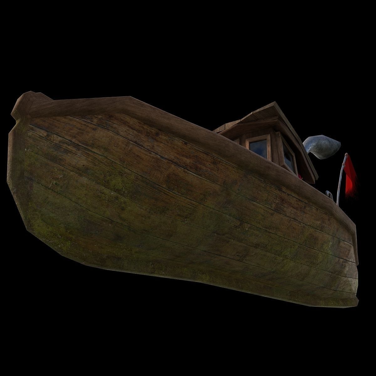Cartoon boat Low-poly 3D model_3