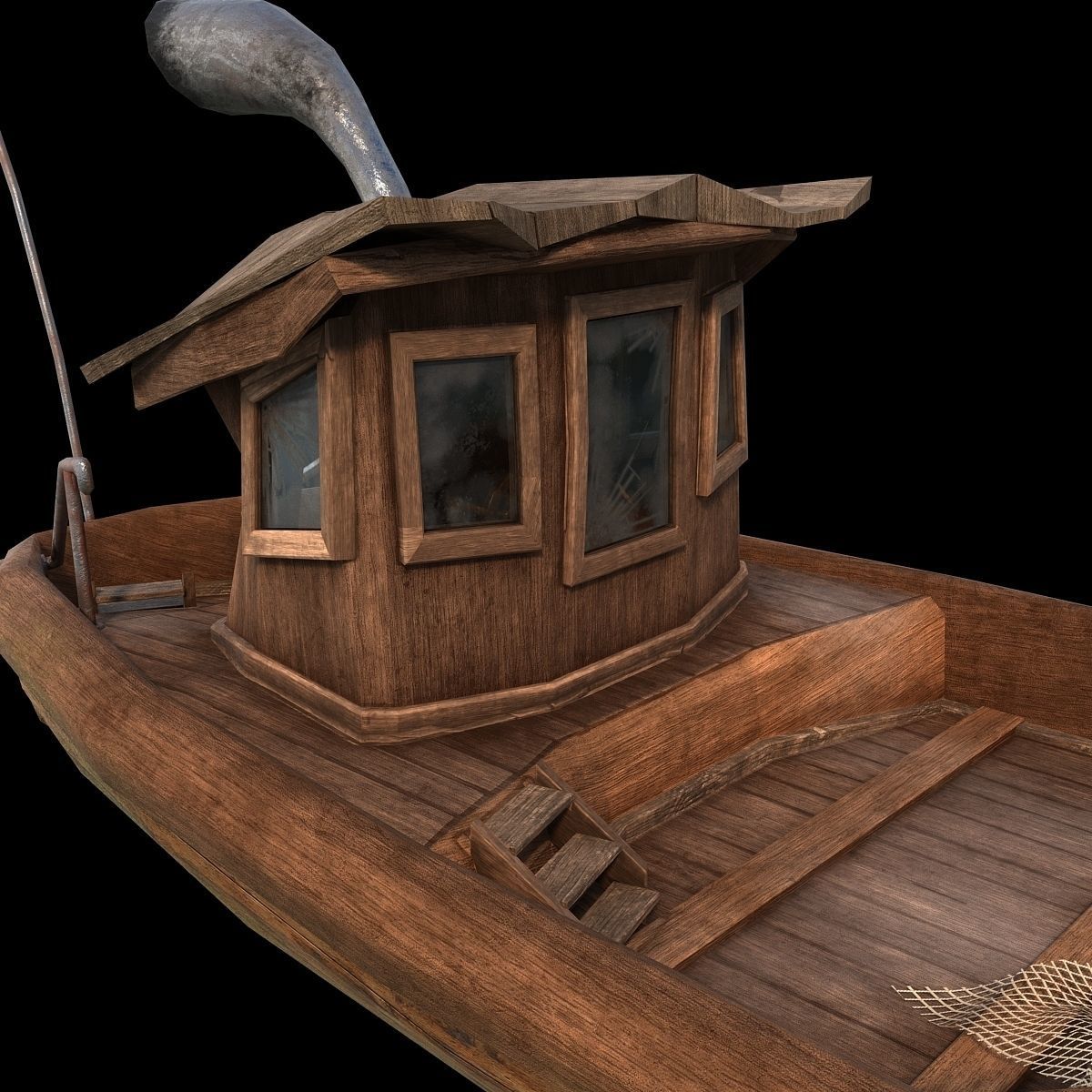 Cartoon boat Low-poly 3D model_6