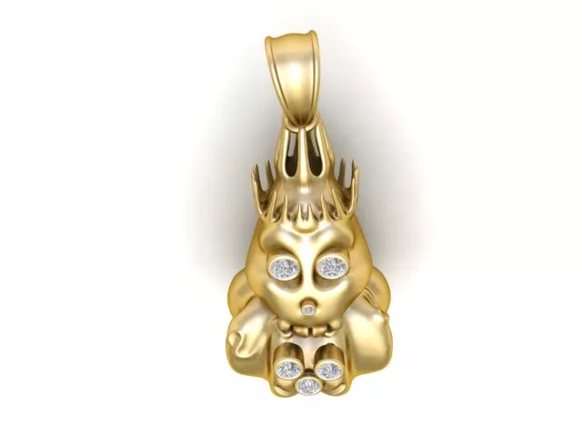 Luxury Gold Dragon Pendant with Diamond Details 3D print model