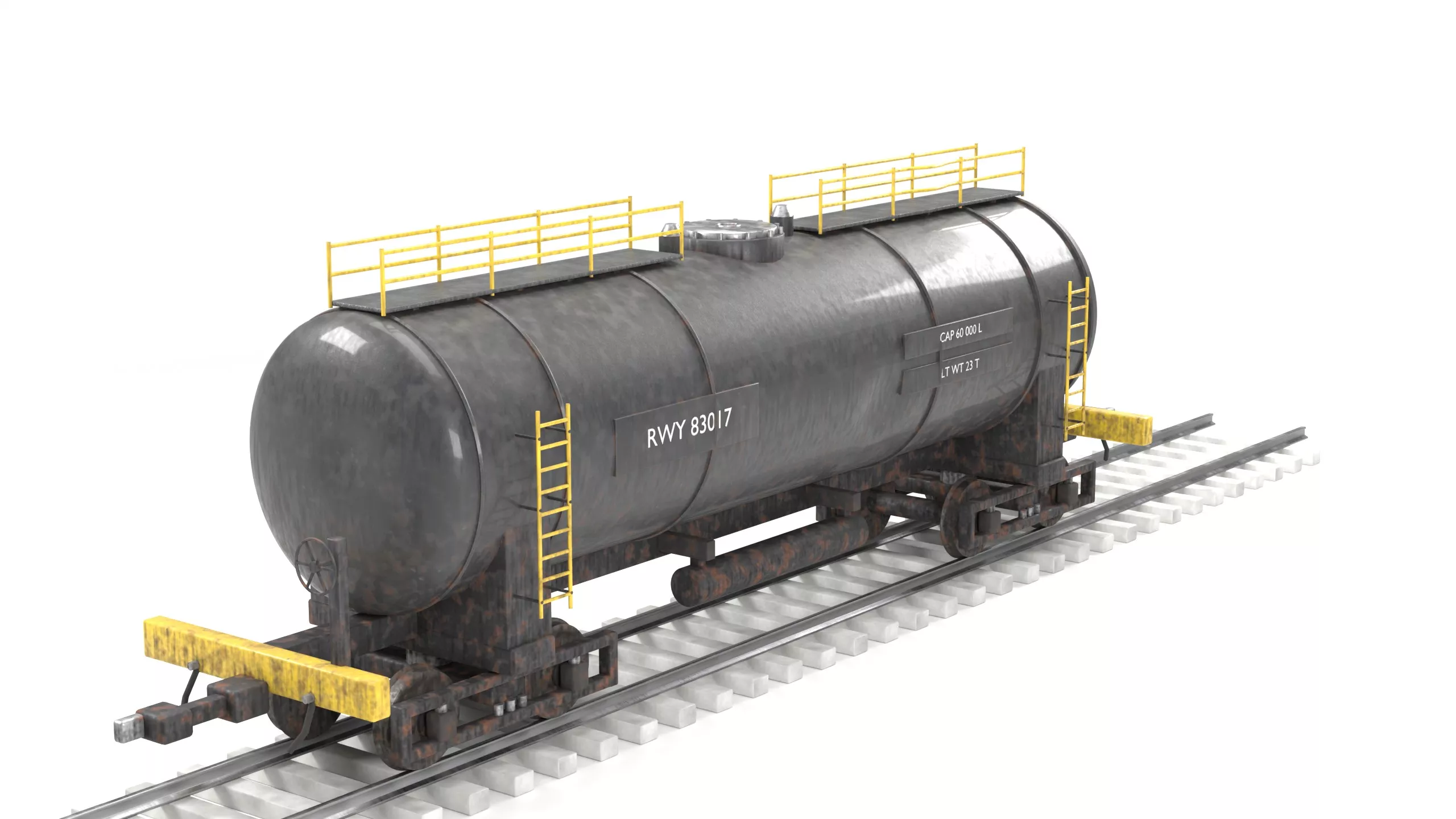 Weathered Railway Tank Car Wagon Low-poly 3D model