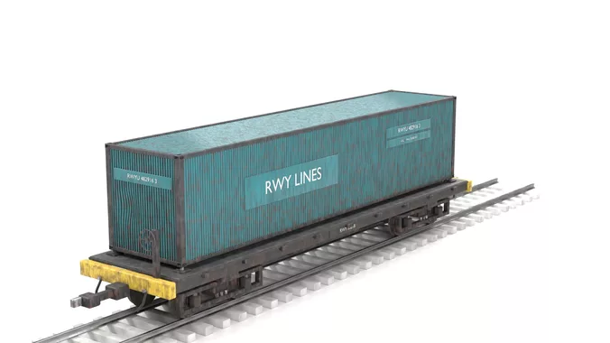 Weathered Flatcar with 40ft Container
