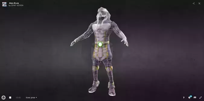 Alien Brute Game-Ready Character Low-poly 3D model