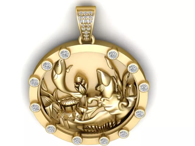 Luxury Gold Dragon Pendant with Diamond Accents 3D print model