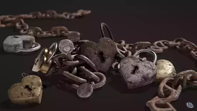 Heart Shaped Lock 3D model