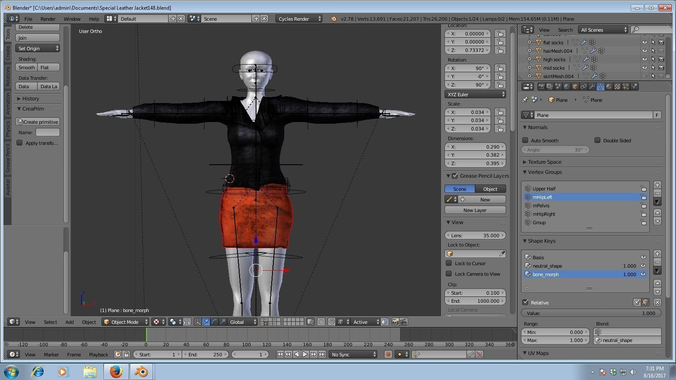 Special Leather Jacket and minidress Low-poly 3D model