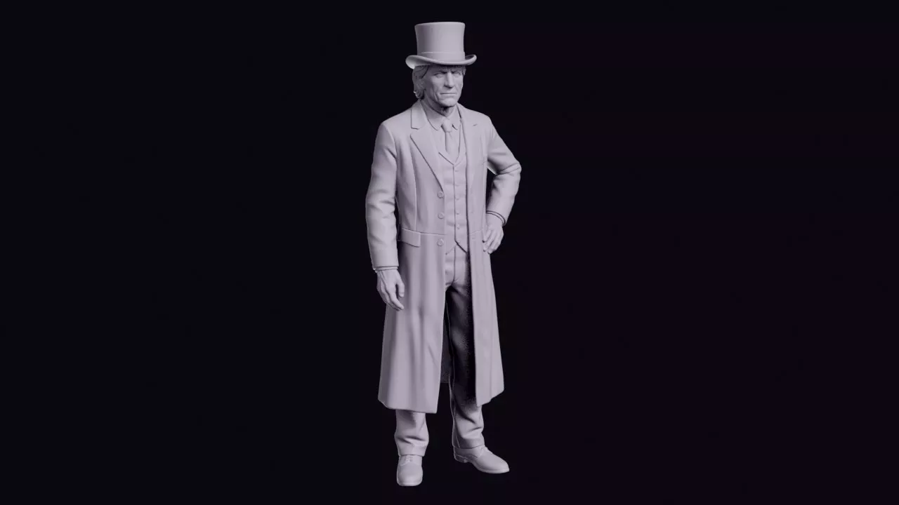 Undertaker Figure in Long Coat and Top Hat 3D print model