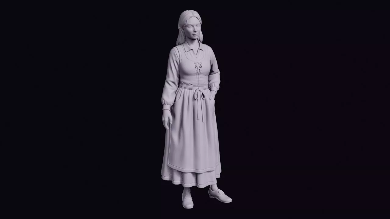 Swedish Woman Figure in Folk Dress and Apron 3D print model