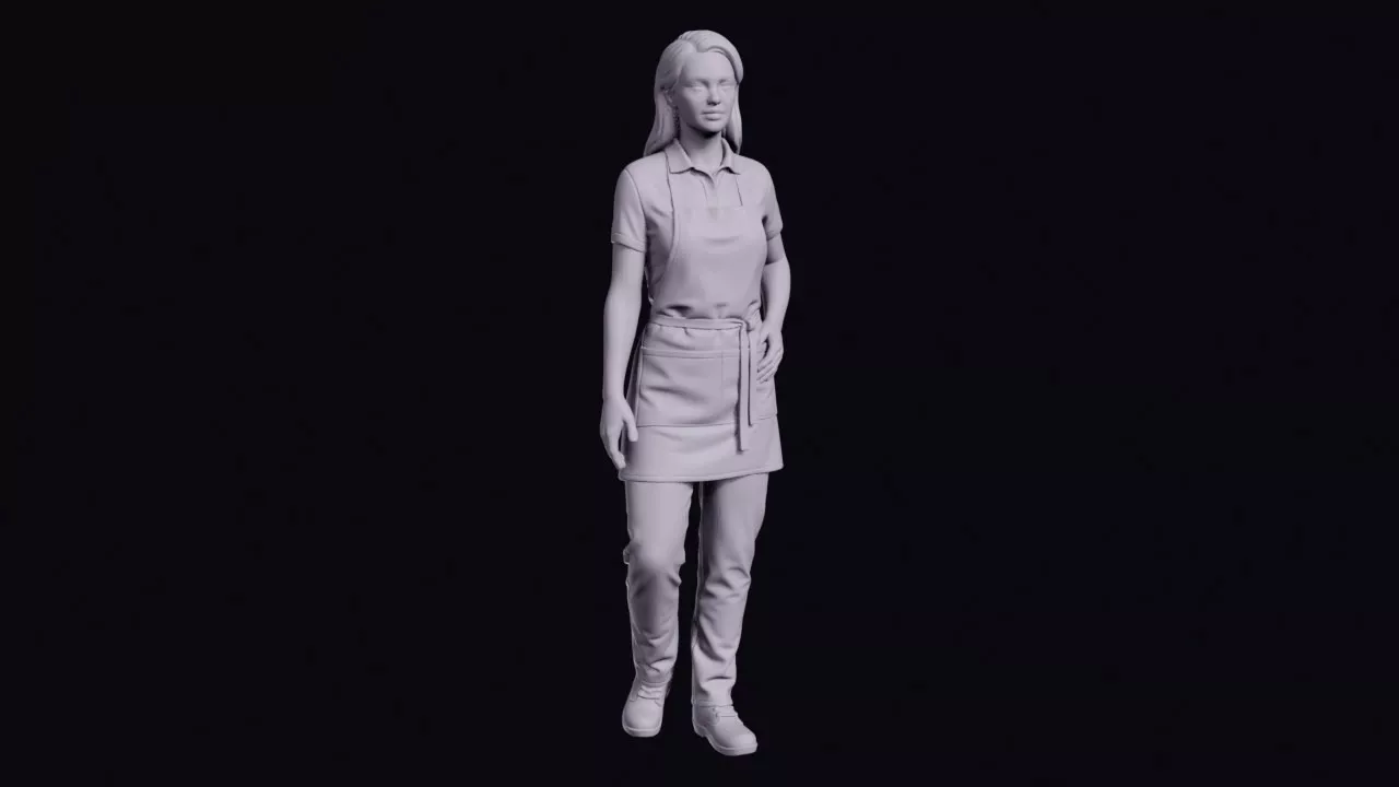 Shop Assistant Figure in Polo Shirt and Apron 3D print model