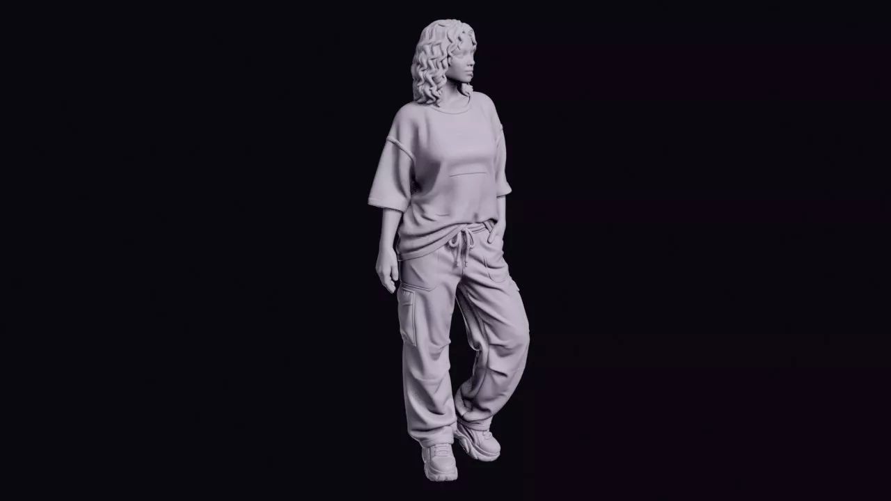 Raver Figure in Oversized Top and Baggy Trousers 3D print model