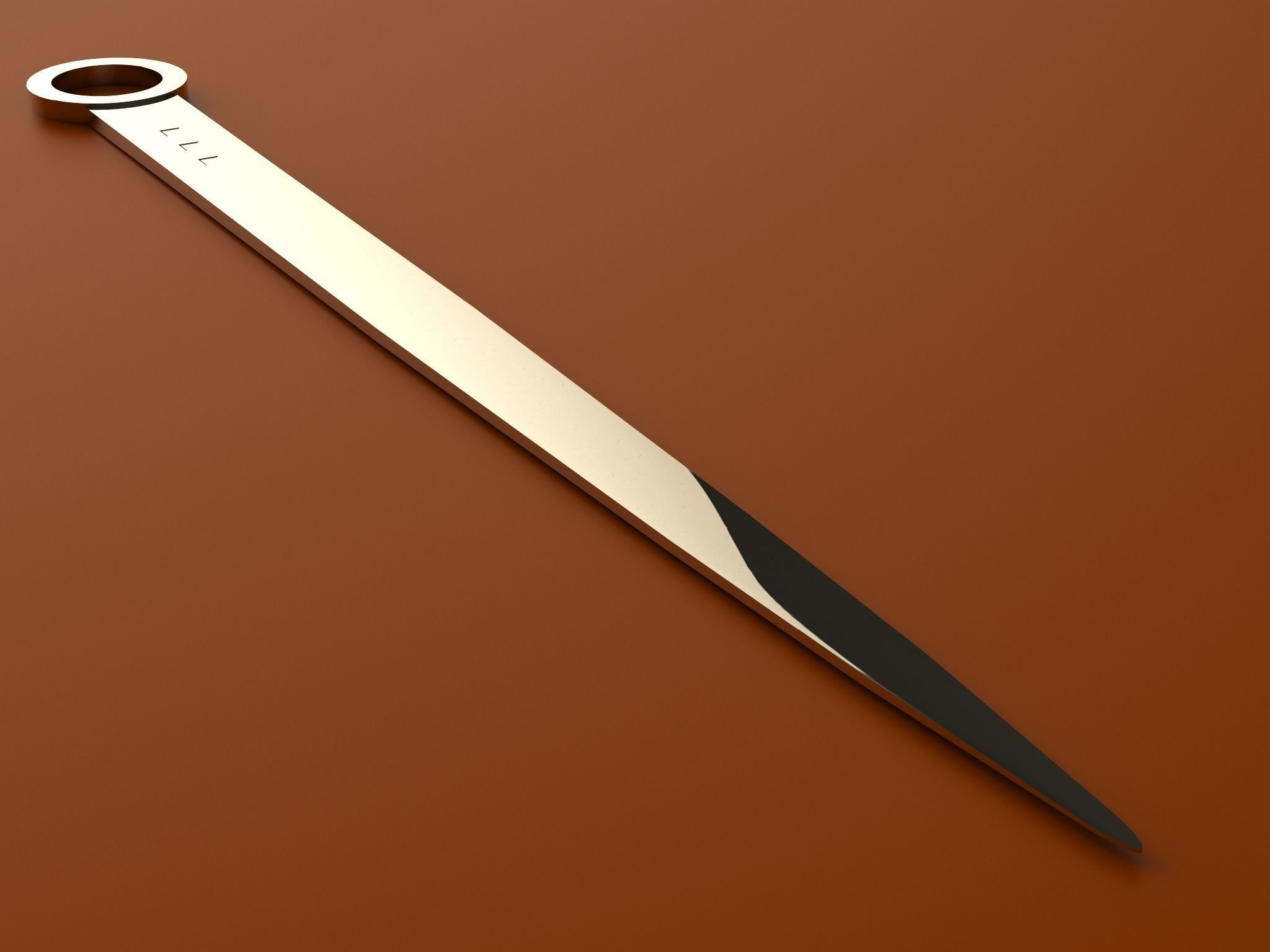 Solid Silver Letter Opener - Paper Knife 3D model_0