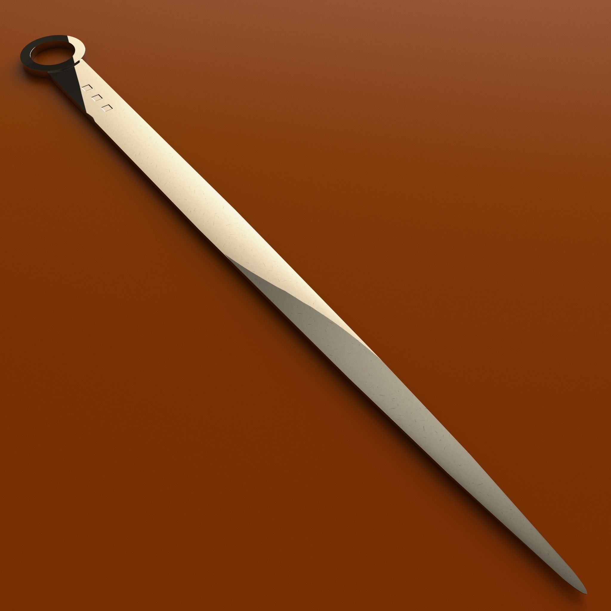 Solid Silver Letter Opener - Paper Knife 3D model_3
