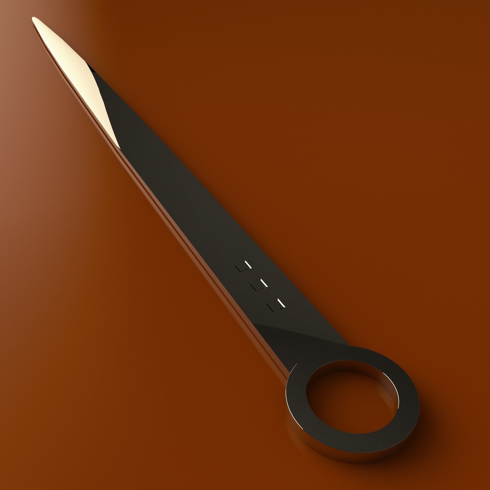 Solid Silver Letter Opener - Paper Knife 3D model_2