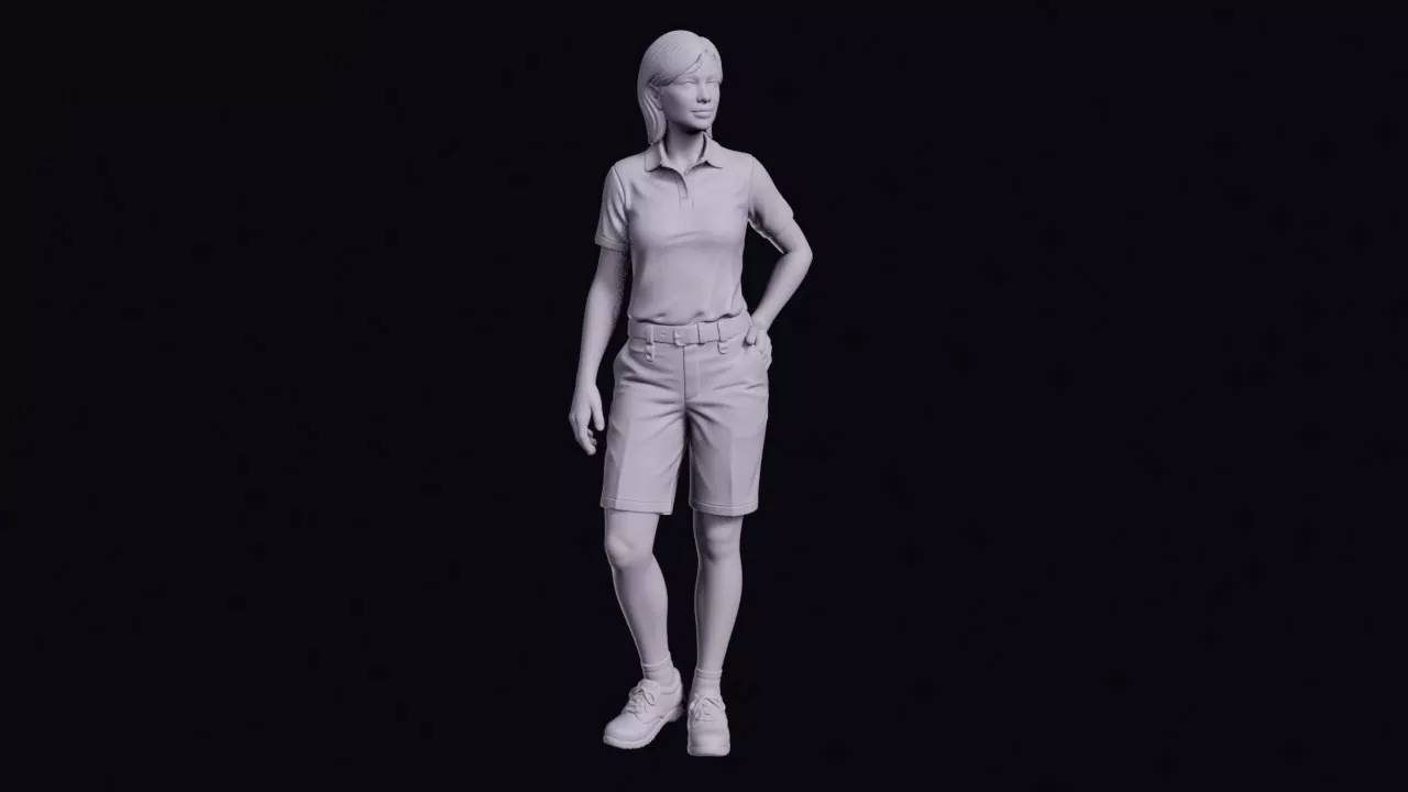 Female Postal Worker Figure in Polo Shirt and Shorts 3D print model