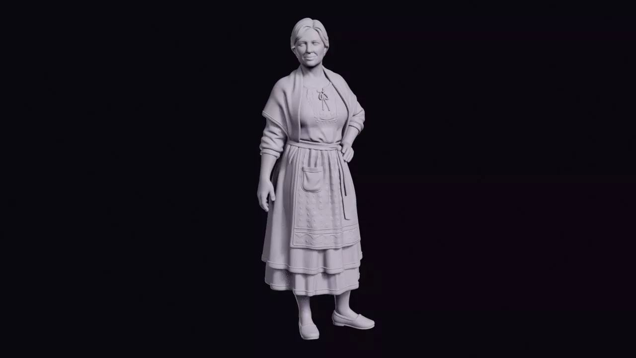 Portuguese Woman Figure in Folk Skirt and Shawl 3D print model