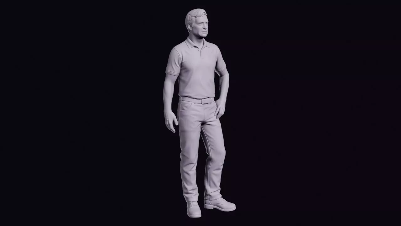Plumber Figure in Polo Shirt and Work Trousers 3D print model