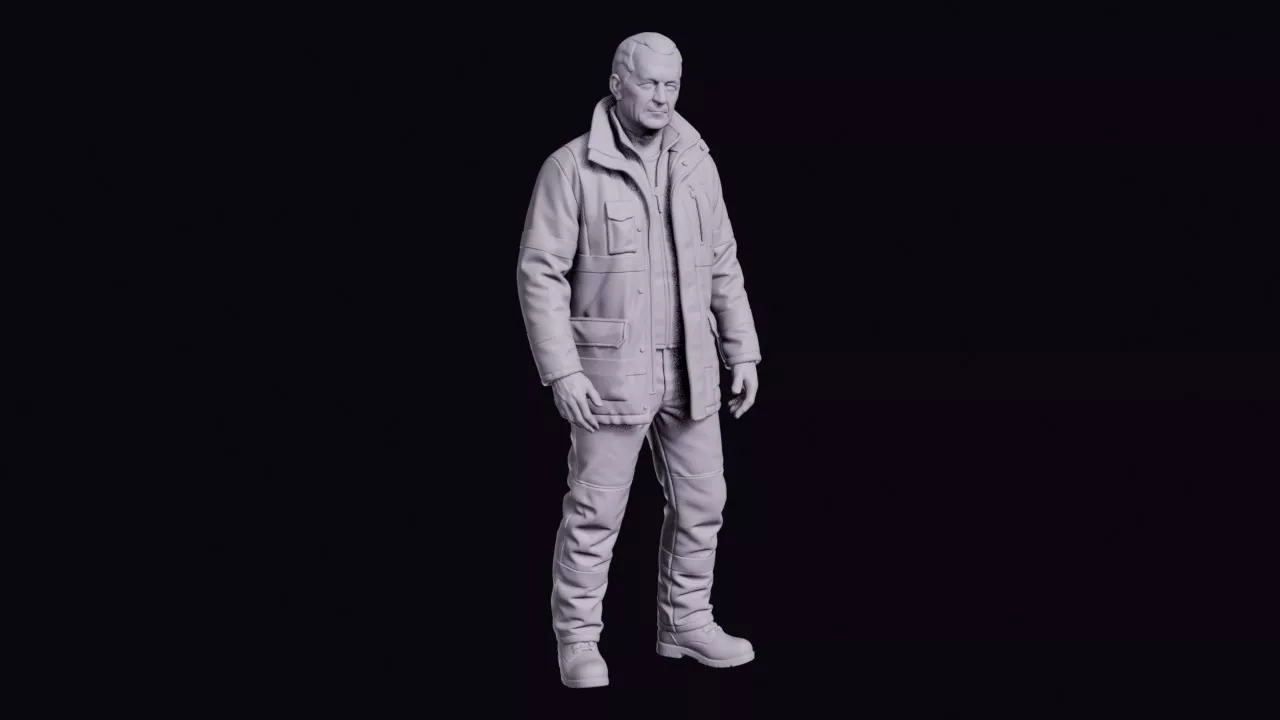 Pipeline Inspector Figure in Outdoor Work Coat 3D print model