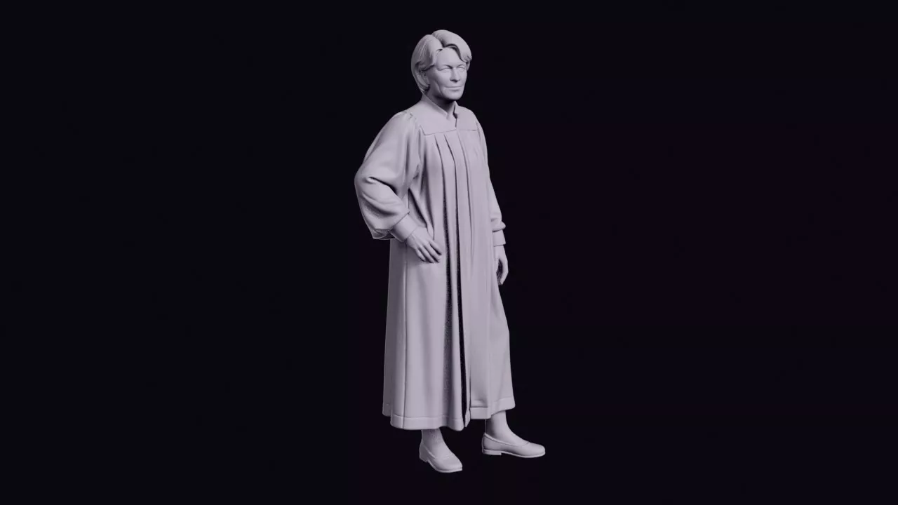Organist Figure in a Long Choir Robe 3D print model