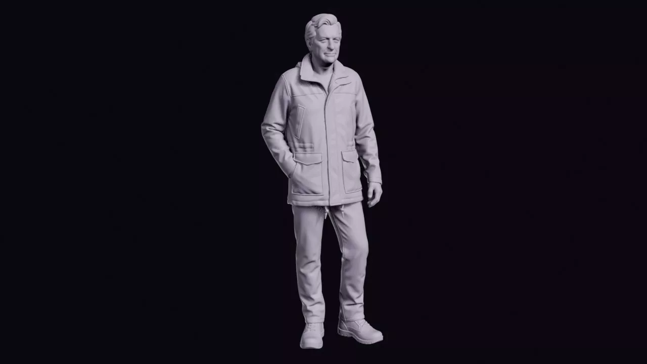 Older Walker Figure in Waterproof Coat and Boots 3D print model
