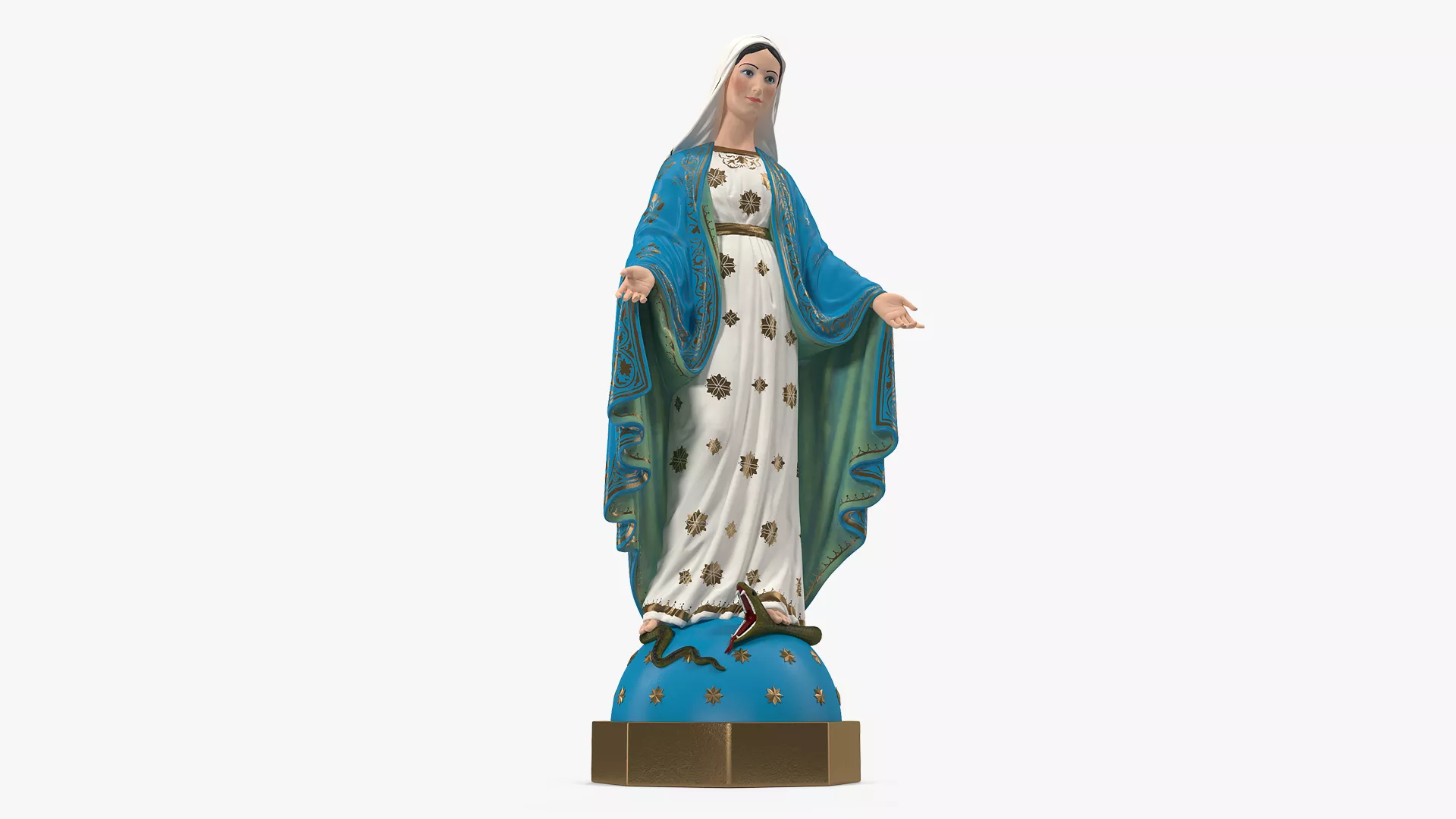 Virgin Mary Statue Painted 3D model