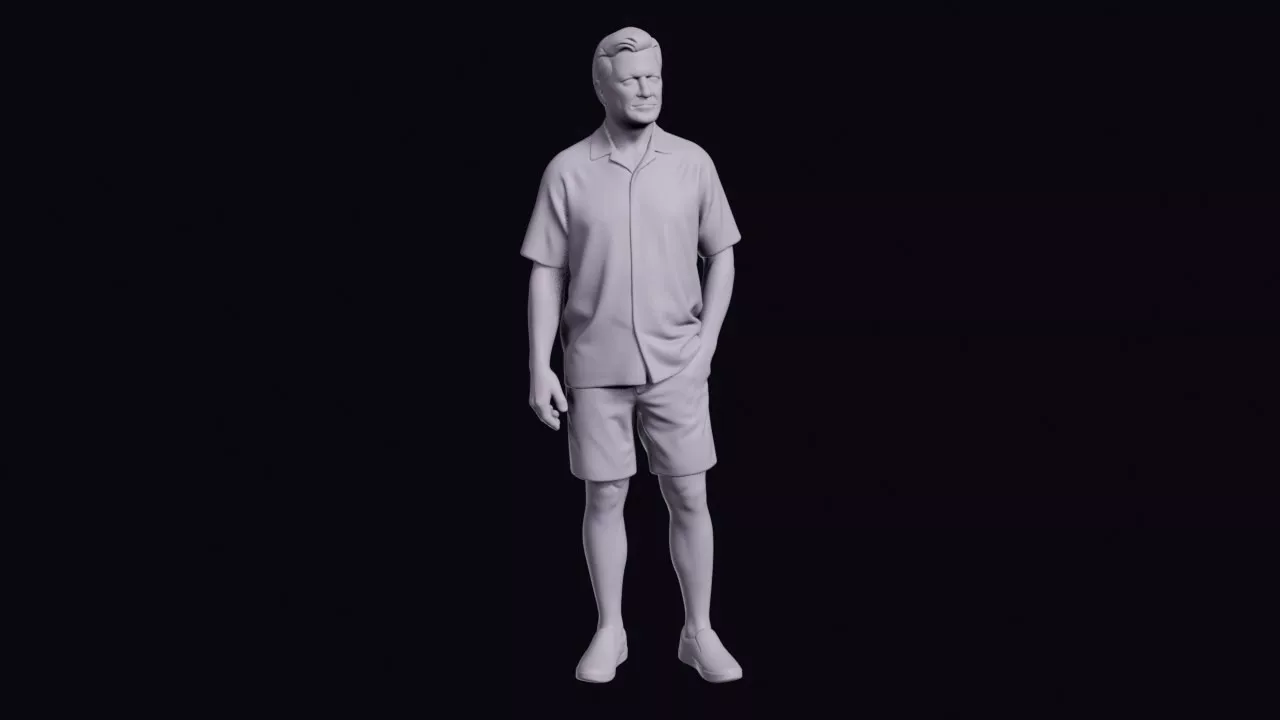 Holiday Man Figure in Loose Shirt and Shorts 3D print model