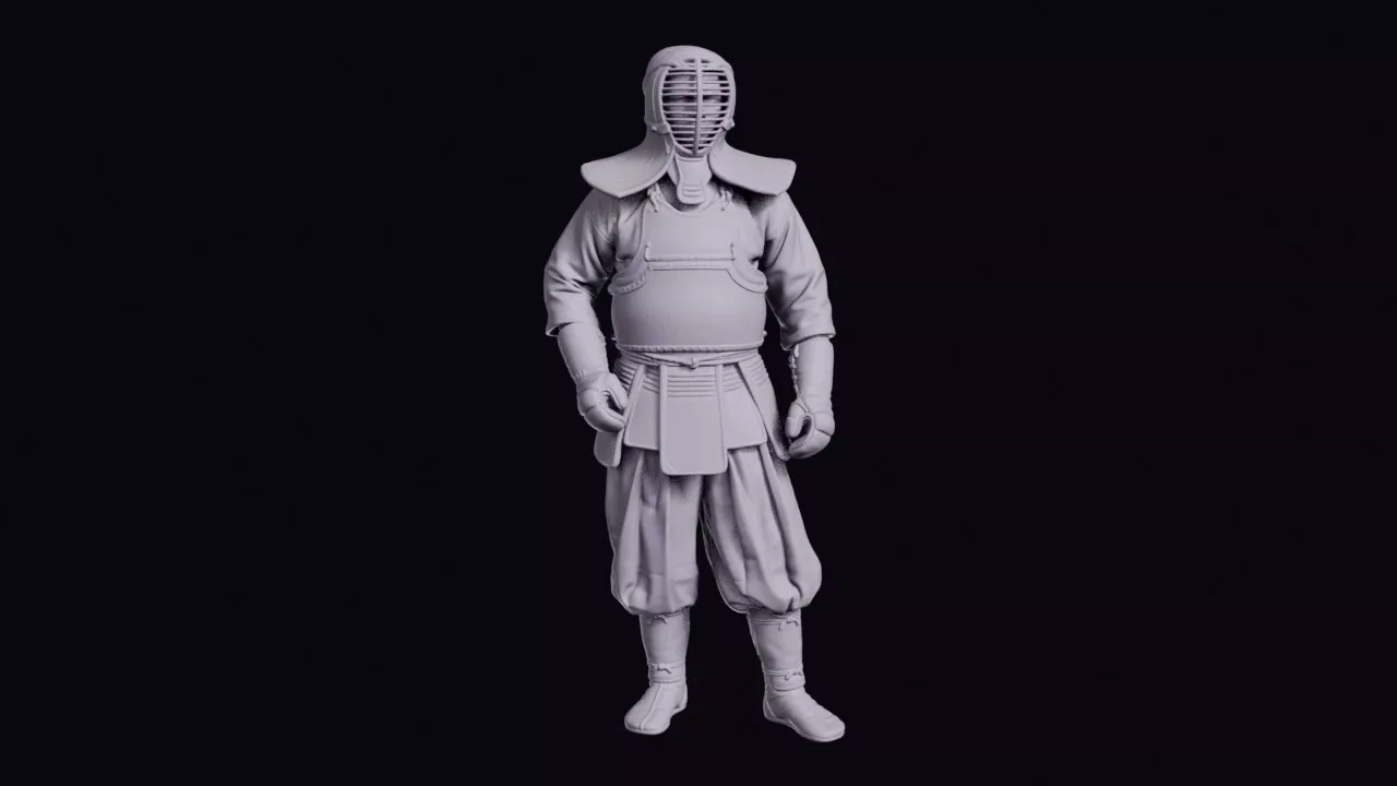 Kendo Practitioner Figure in Protective Armour 3D print model