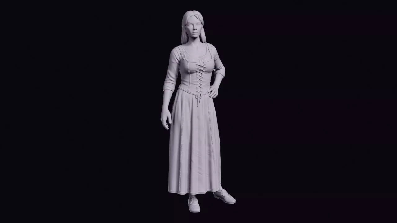 Italian Woman Figure in Folk Bodice and Long Skirt 3D print model