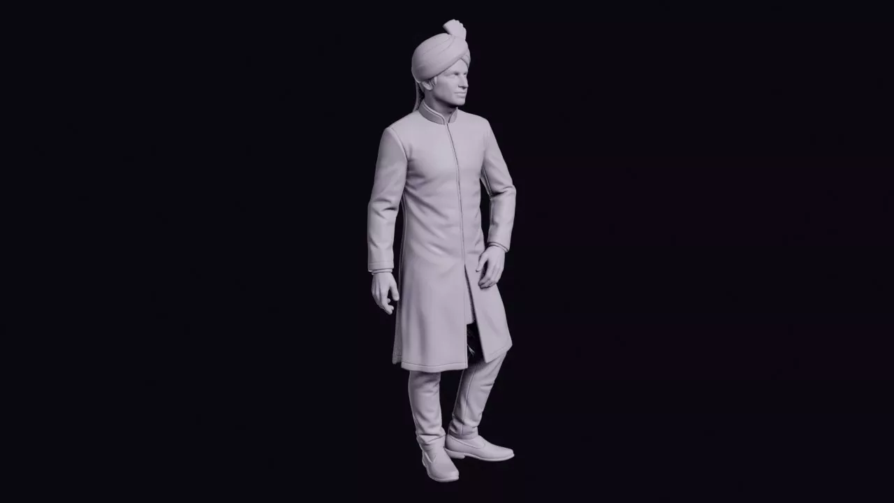 Indian Groom Figure in Sherwani and Turban 3D print model