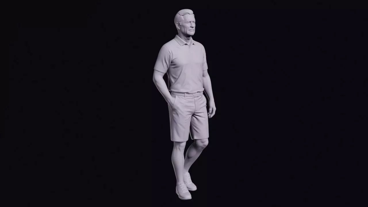 Golfer Figure in Polo Shirt and Shorts 3D print model