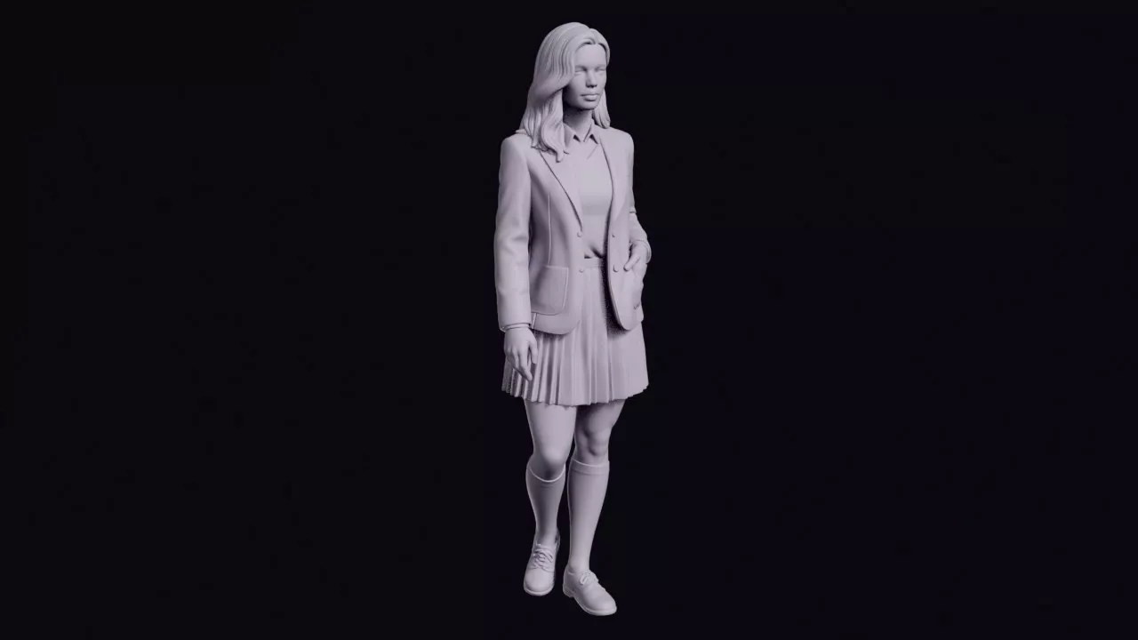 Exchange Student Figure in Blazer and Pleated Skirt 3D print model