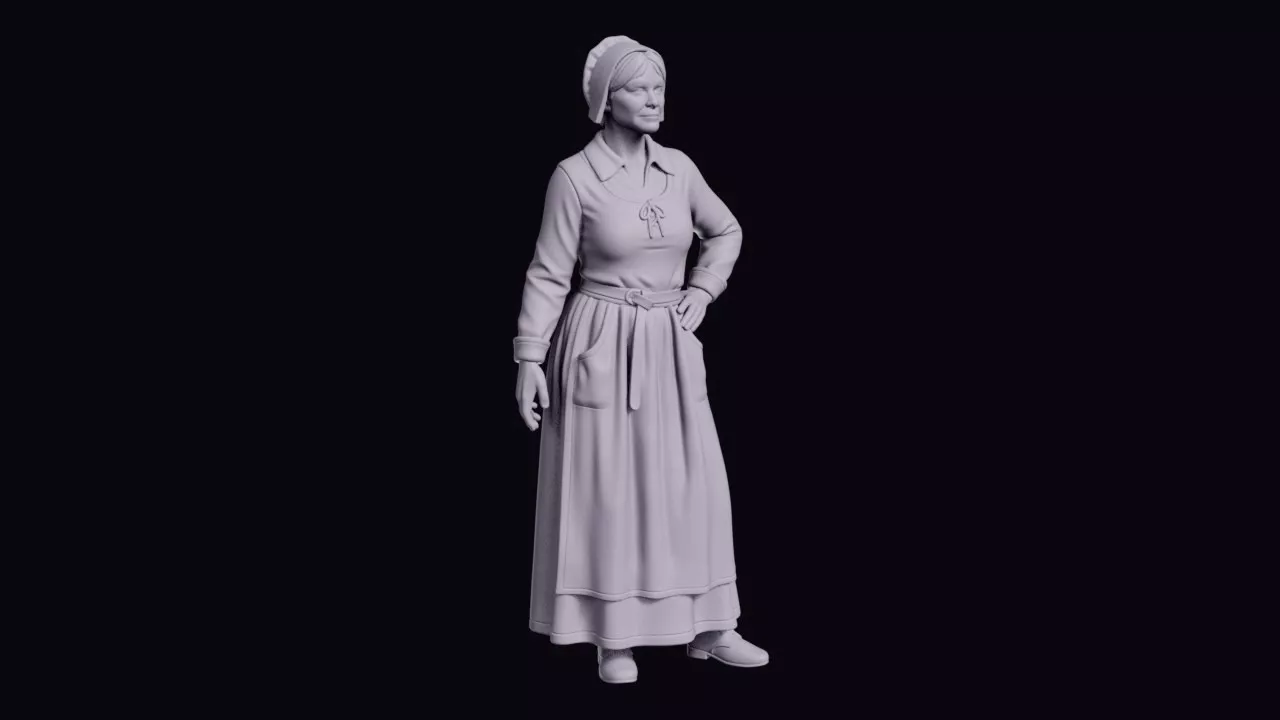 Danish Woman Figure in a Traditional Folk Dress 3D print model