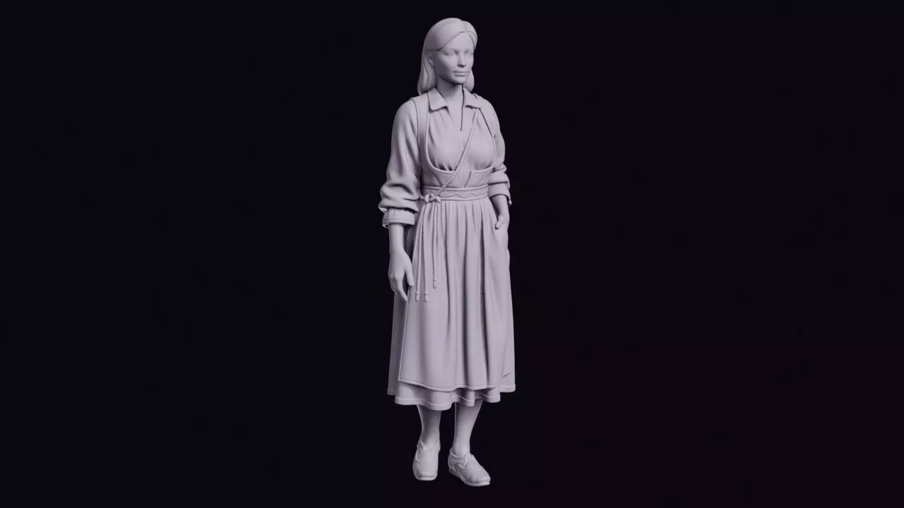 Croatian Woman Figure in an Embroidered Folk Dress 3D print model