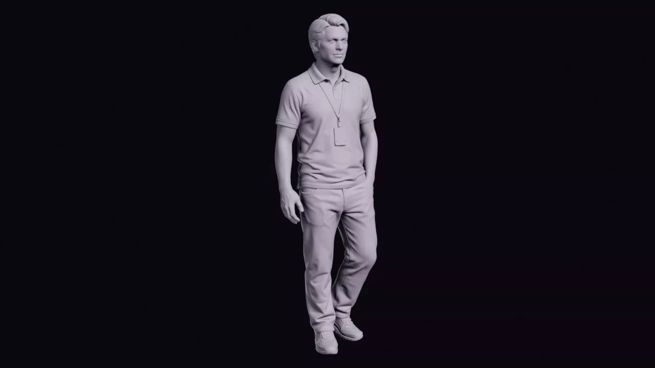 Census Worker Figure in Polo Shirt and Lanyard 3D print model