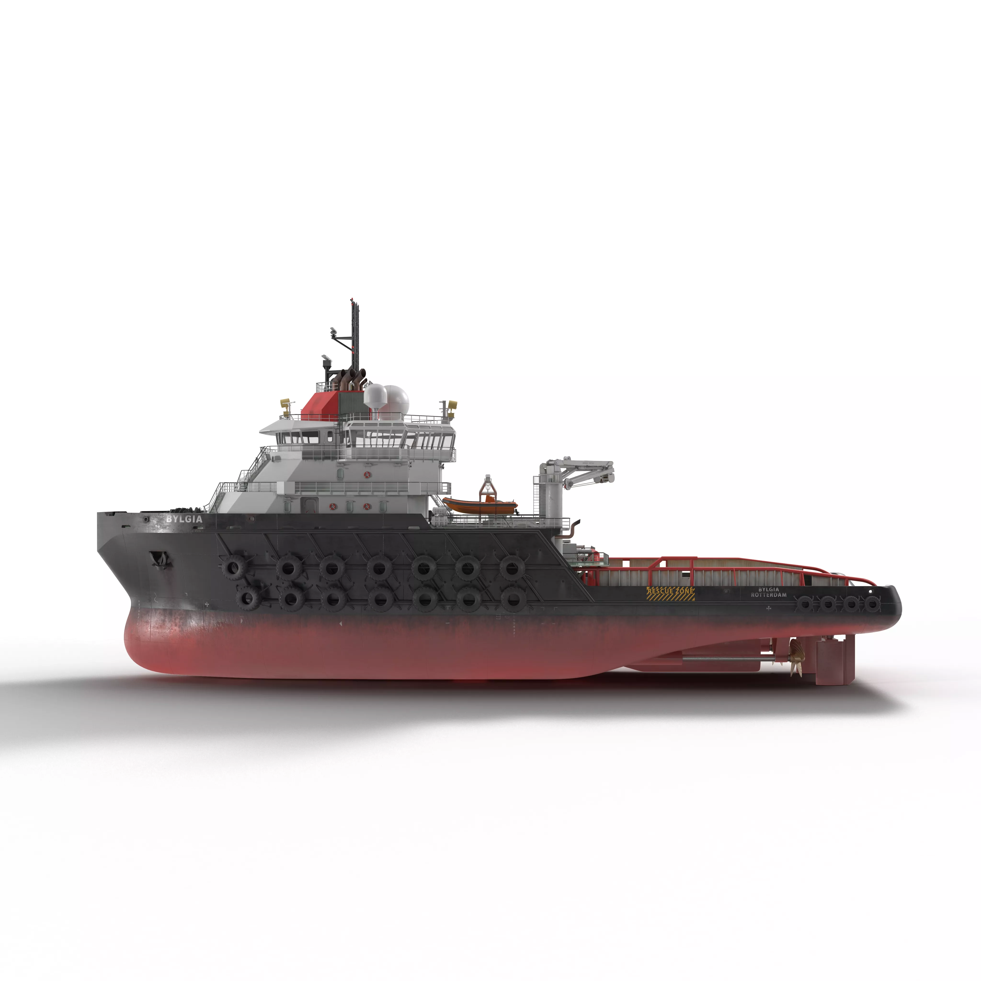 Deep Sea Offshore Tug Supply Vessel AHTS Ship 3D Model Rigged 3D model