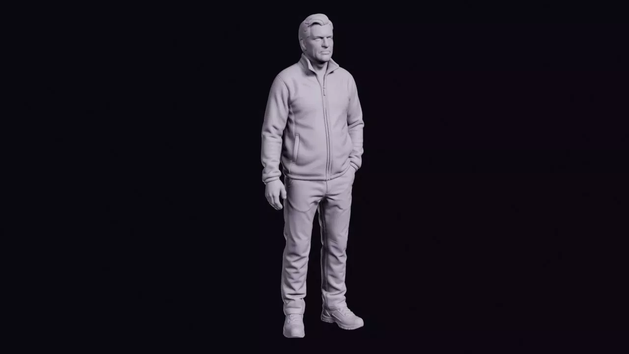 Campsite Warden Figure in Fleece and Walking Trousers 3D print model