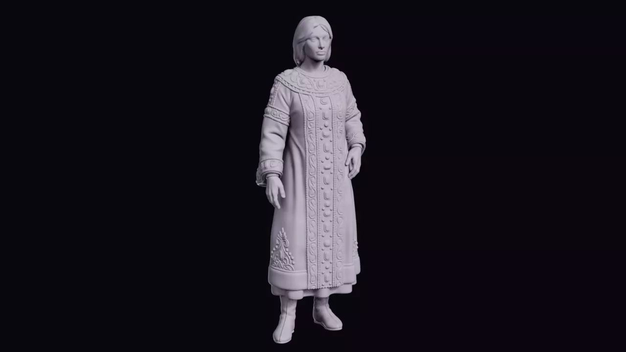 Byzantine Empress Figure in an Ornate Robe 3D print model