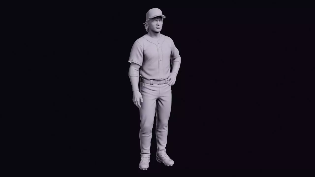 Baseball Player Figure in Uniform and Cap 3D print model