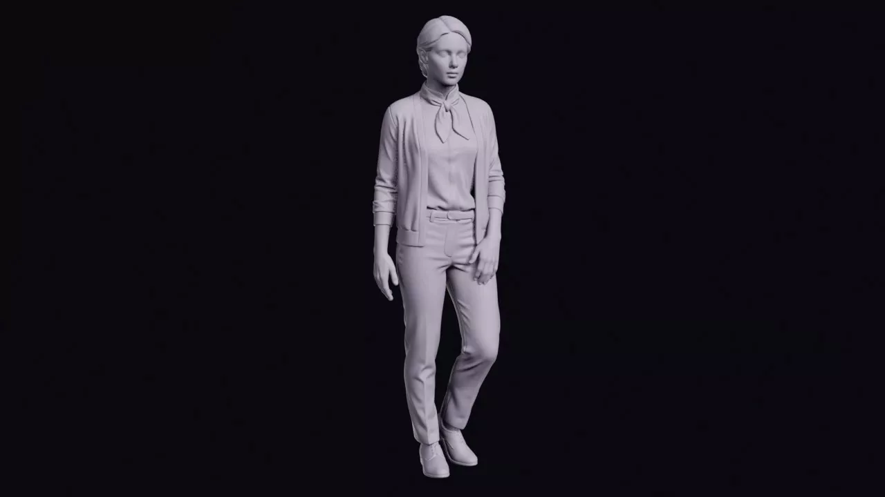Bank Teller Figure in Blouse and Neck Scarf 3D print model