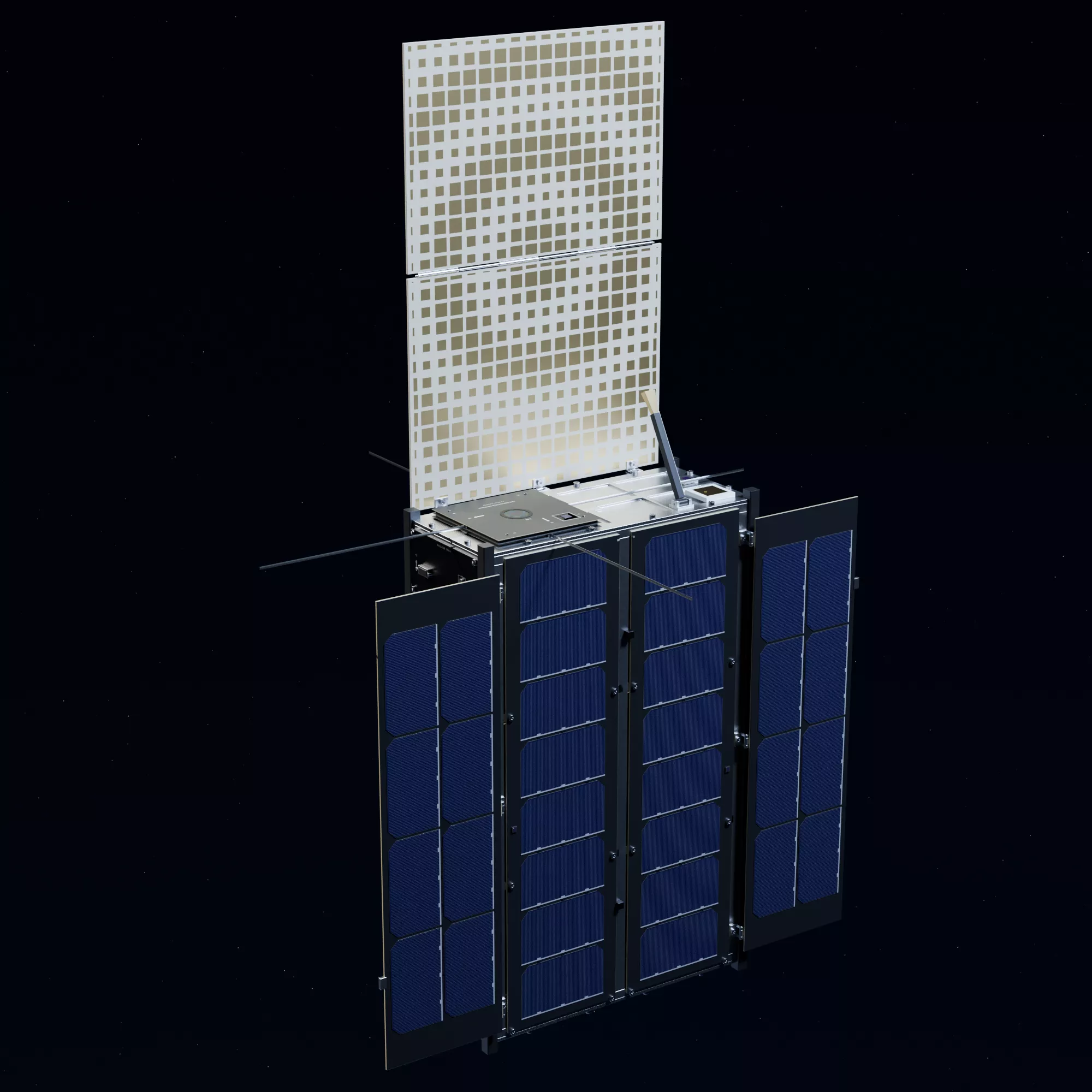 6U CubeSat - Solar Wings Reflectarray Antenna - Rigged Animated 3D model