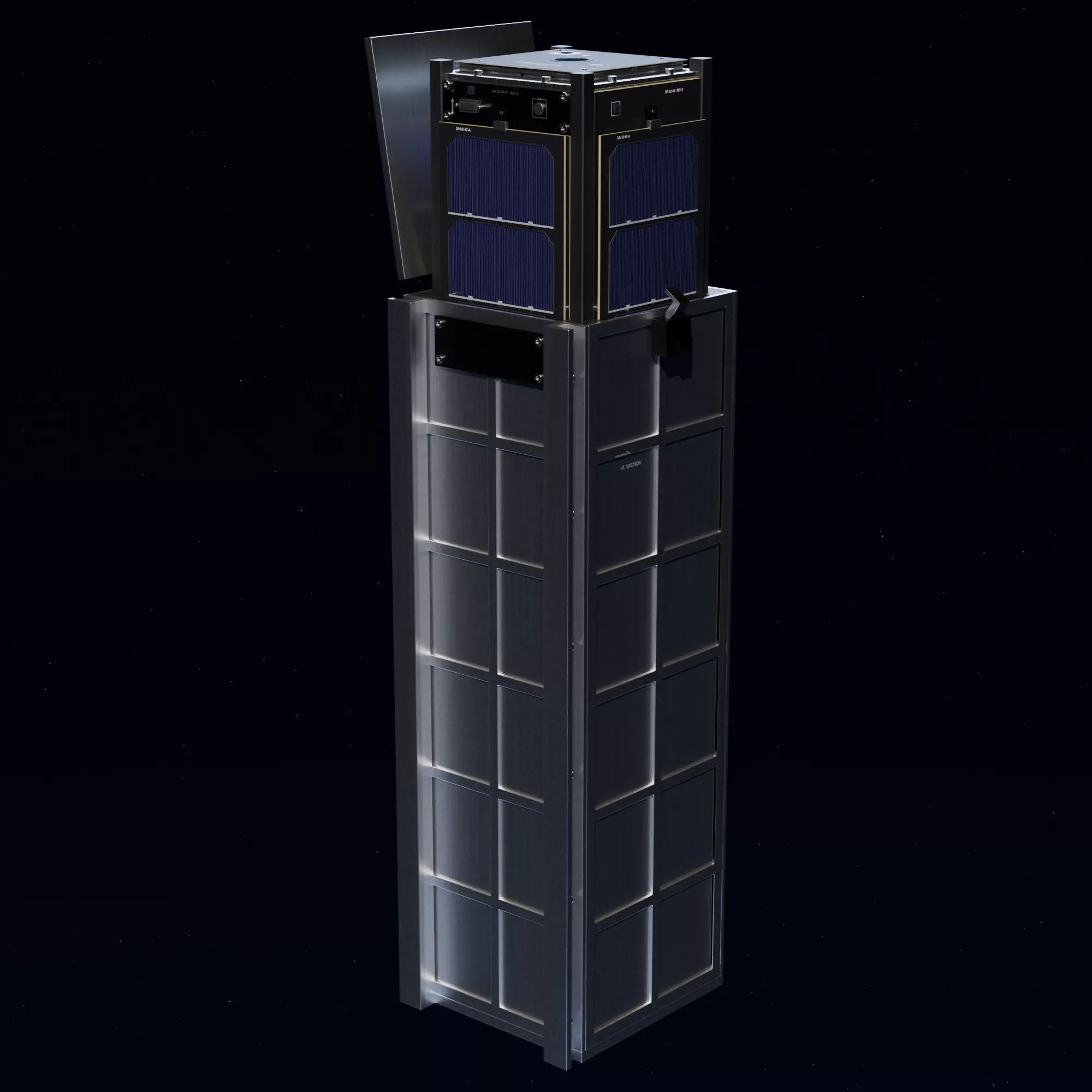 CubeSat 3U Launch Dispenser Ejection Animation-Includes CubeSat 3D model