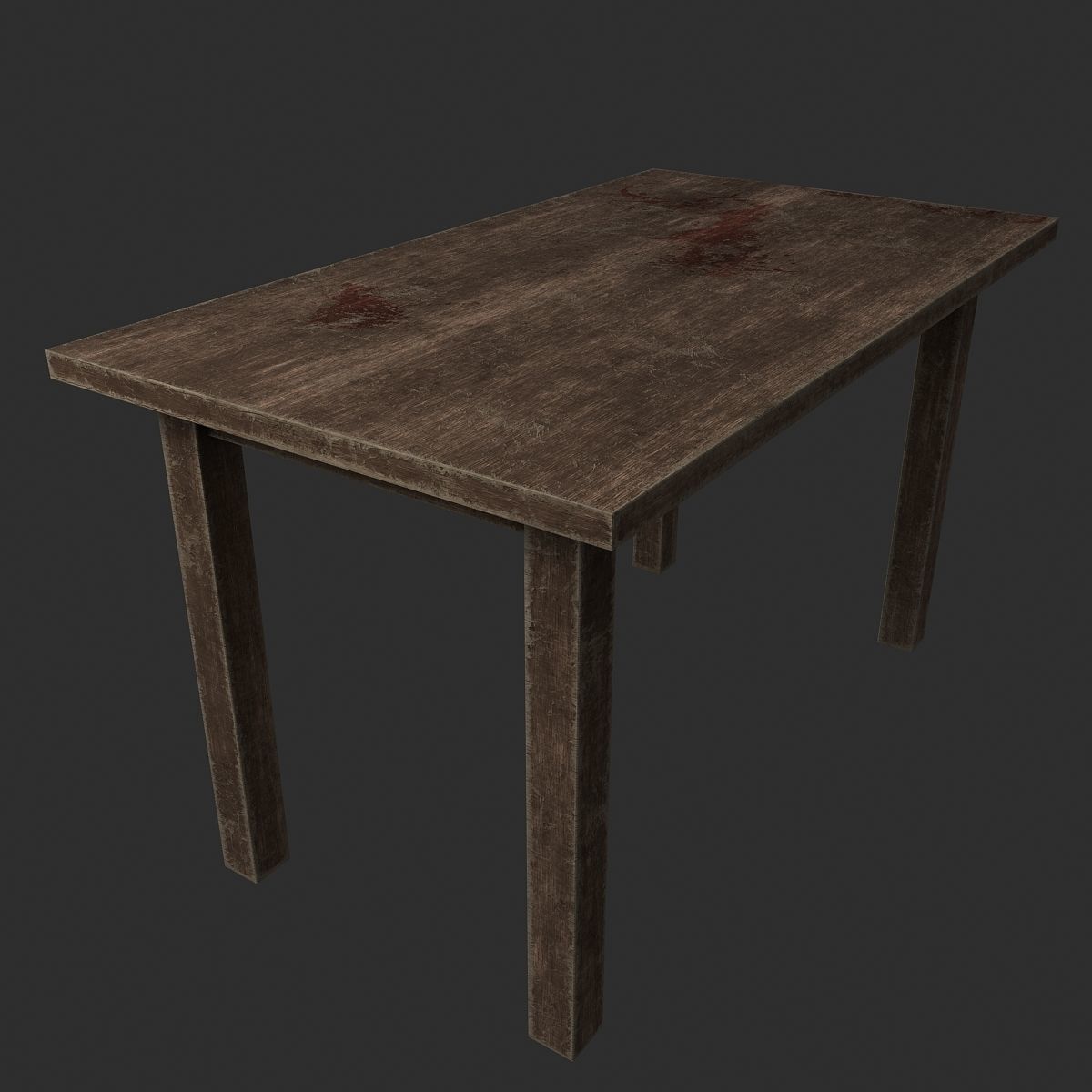 old wooden table 3D model_3