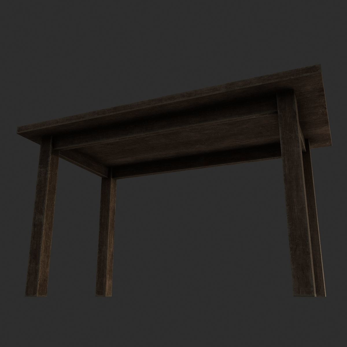 old wooden table 3D model_2