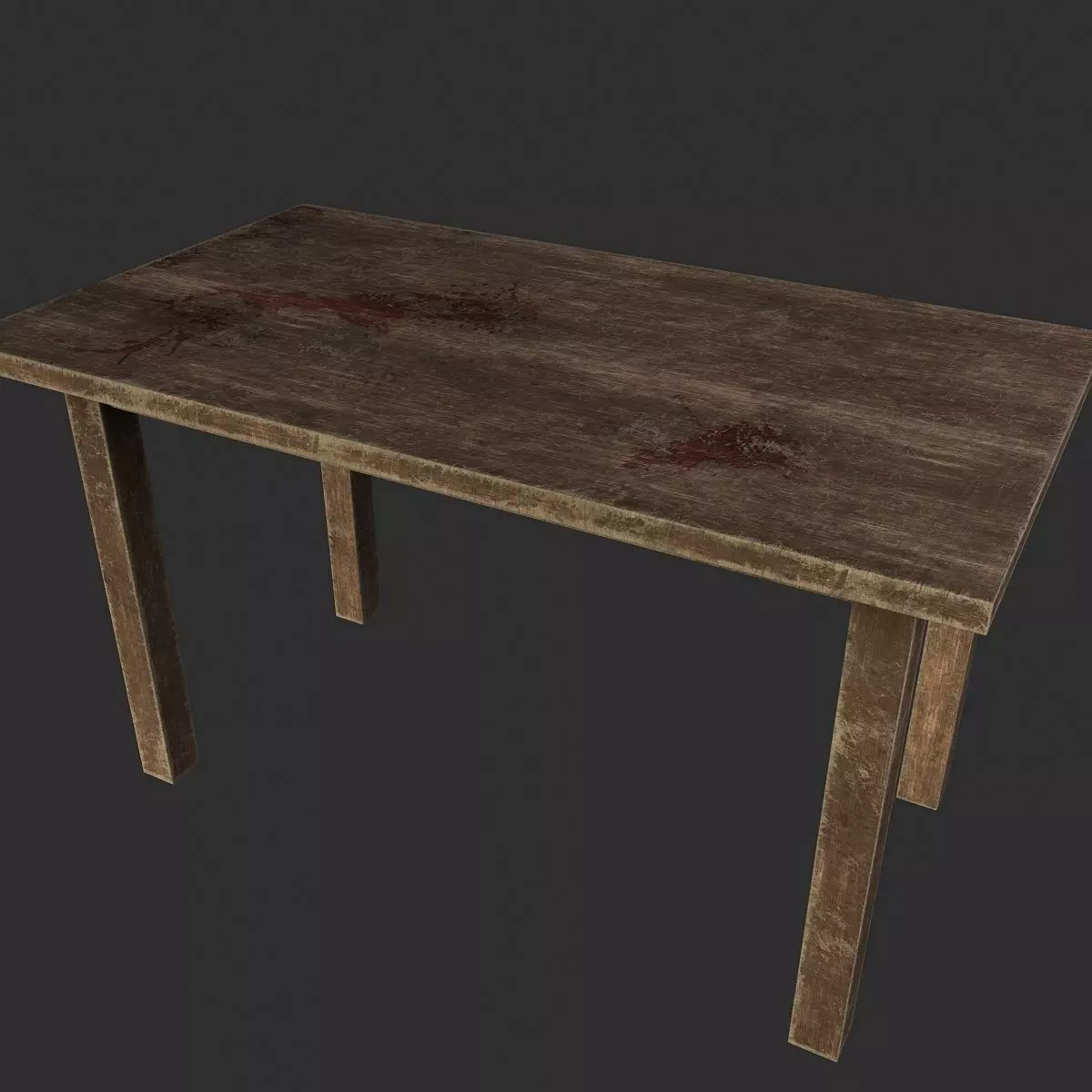 old wooden table 3D model_0